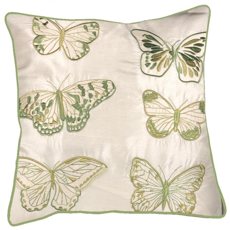 UKRASNA JASTUČNICA ENCHANTED BUTTERFLIES KREM/ZELENA