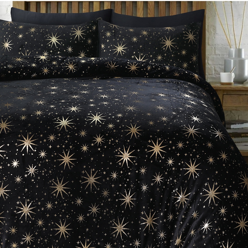 POSTELJINA GLAMOUR TEDDY STARS BLACK 